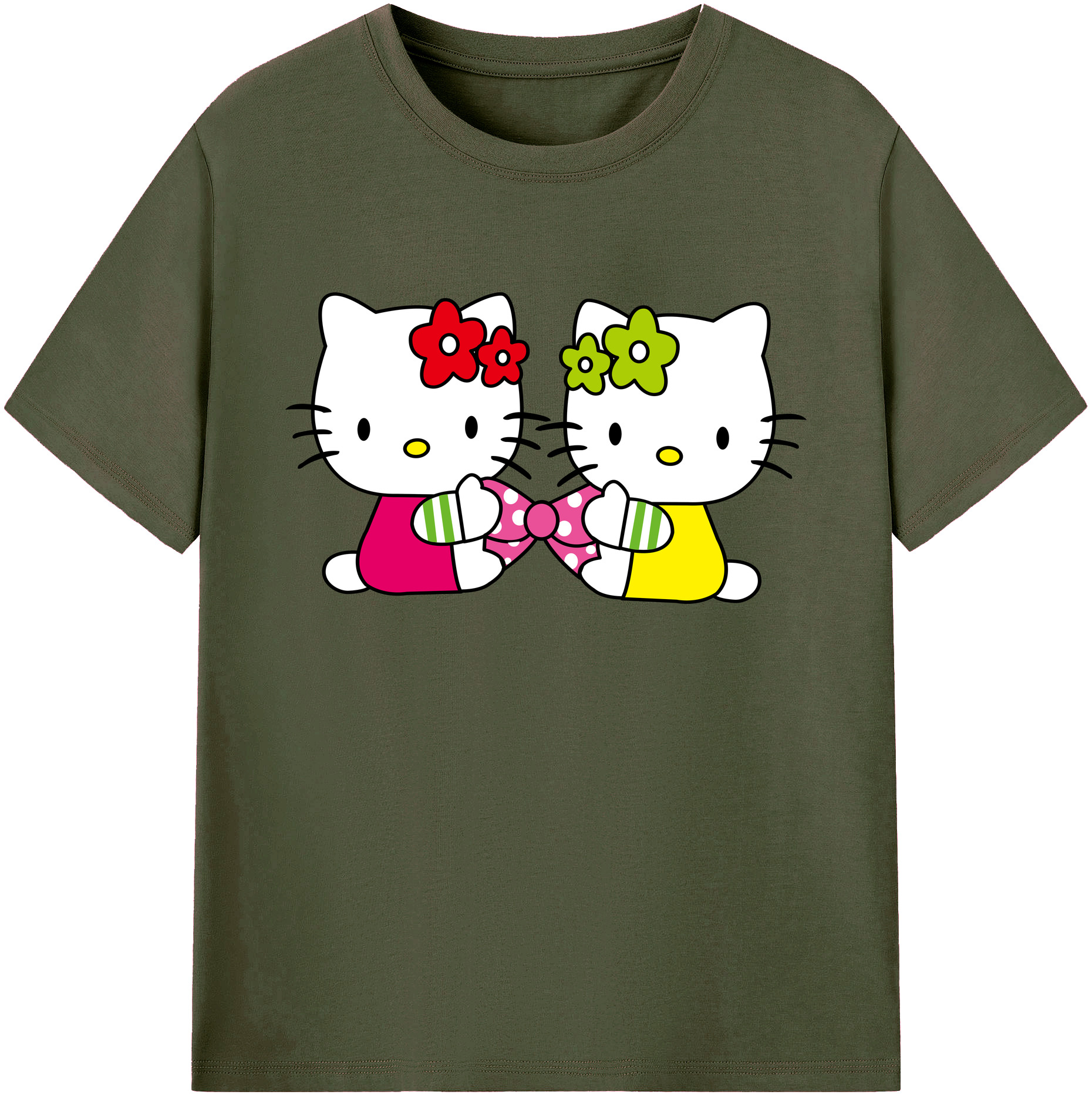 （画像用） Hello Kitty ハローキティ 綿100％ メンズ半袖Tシャツ｜肌触りやわらか＆通気性